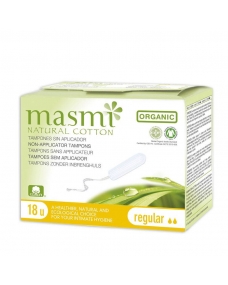 Tampones digitales (sin aplicador) regular de algodon bio 18 uds Masmi