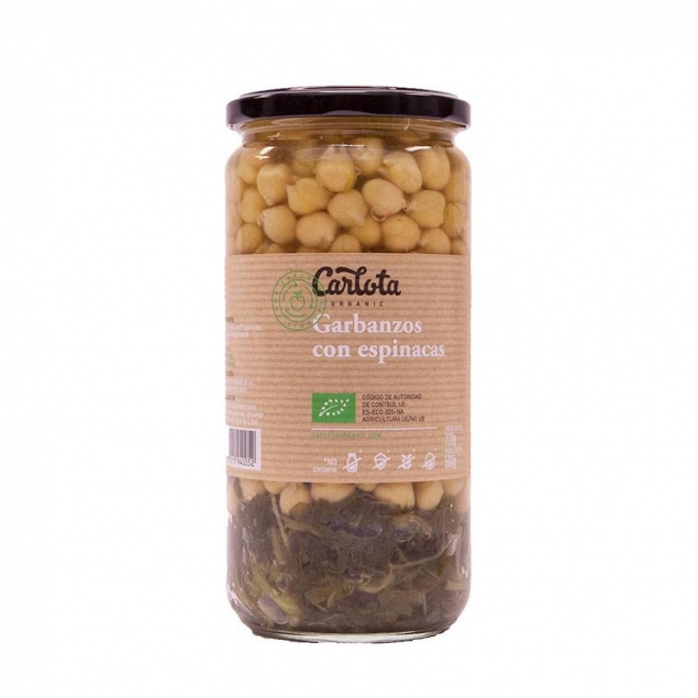 Garbanzos con Espinacas Bio 720 g Carlota Organic