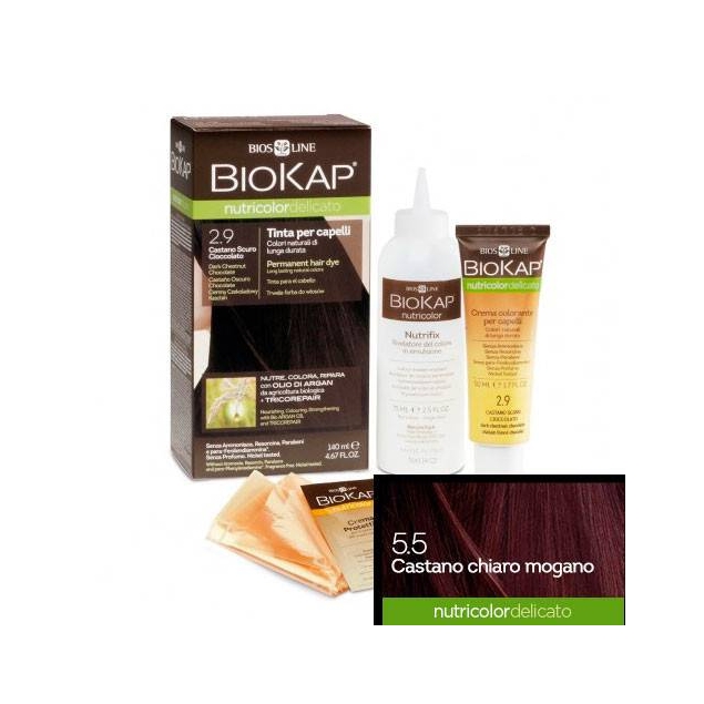 TINTE 5.50 DELICATO CASTAÑO CAOBA 140 ML.BIOKAP
