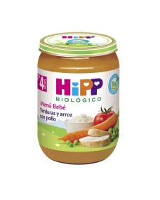 Potito de verduras y arroz con pollo Bio +4M 190g Hipp