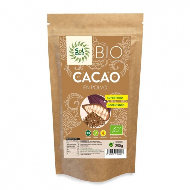 Cacao en polvo crudo raw bio 250g Sol Natural