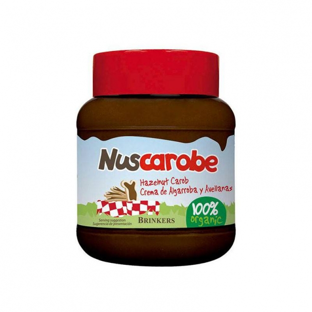 Crema de algarroba con avellanas bio 400 g Nuscarobe