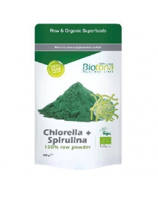 Chlorella y espirulina raw powder superfood bio 200g Biotona