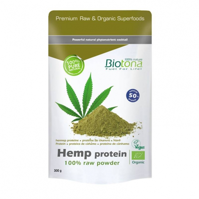 Hemp raw protein powder (proteina de cáñamo) superfoods bio 300g Biotona