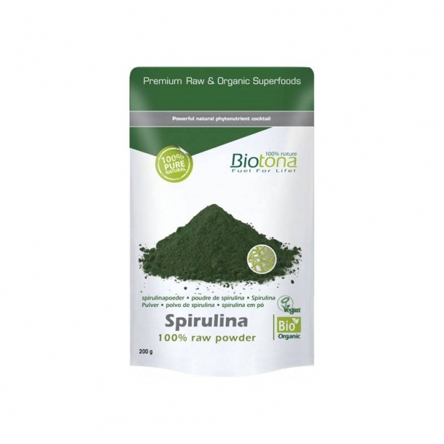 Espirulina raw powder superfood bio 200g Biotona