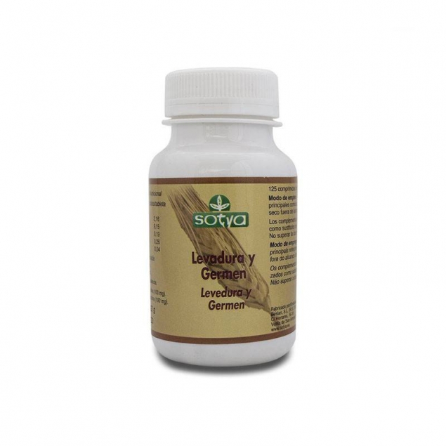 Levadura de cerveza y germen de trigo 600 mg 125 comprimidos Sotya