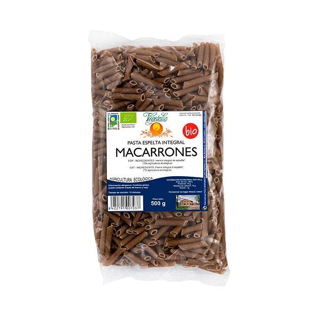 Macarrones de espelta integral bio 500 g Vegetalia