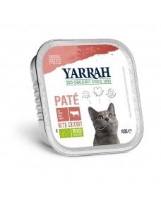 Pate para gatos con ternera y pollo tarrina bio 100g Yarrah