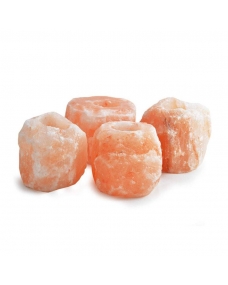 Portavelas de sal del Himalaya rustico