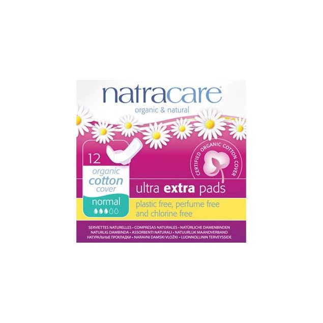 Compresa Ultra Extra Normal con Alas Bio 12 unidades Natracare