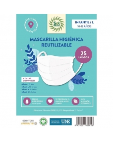 Mascarilla Algodon Organico Higienica reutilizable INFANTIL/L Sol Natural