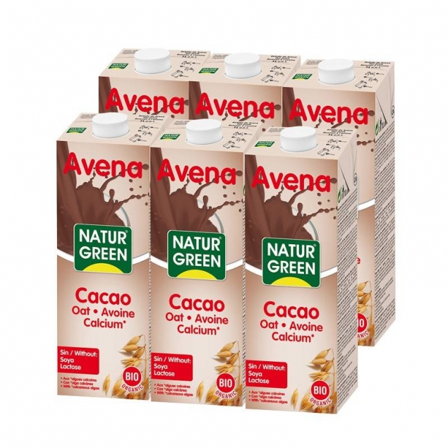 Bebida de avena con chocolate calcium bio 6x1L Naturgreen