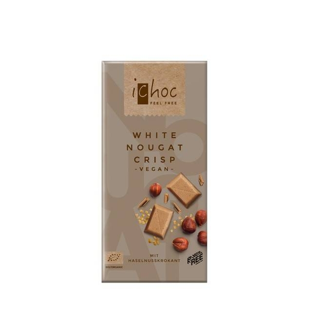 Chocolate vegano turrón blanco crujiente Bio 80g Ichoc