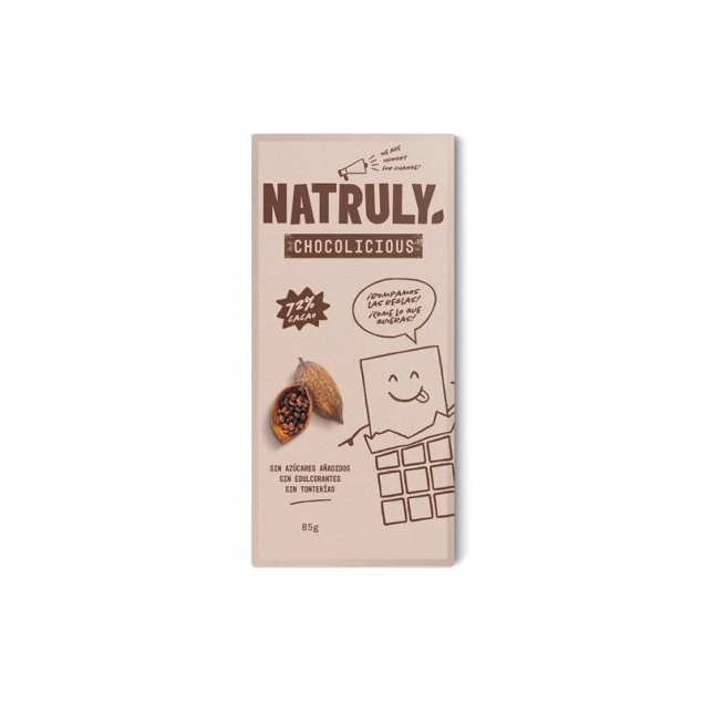Tableta de Chocolate Negro 72% 85g Natruly