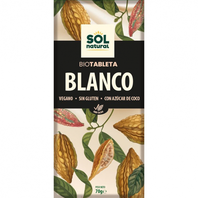 Tableta chocolate blanco Bio 70g Sol Natural