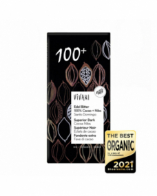 Chocolate negro 100% con nibs de cacao bio 80g Vivani