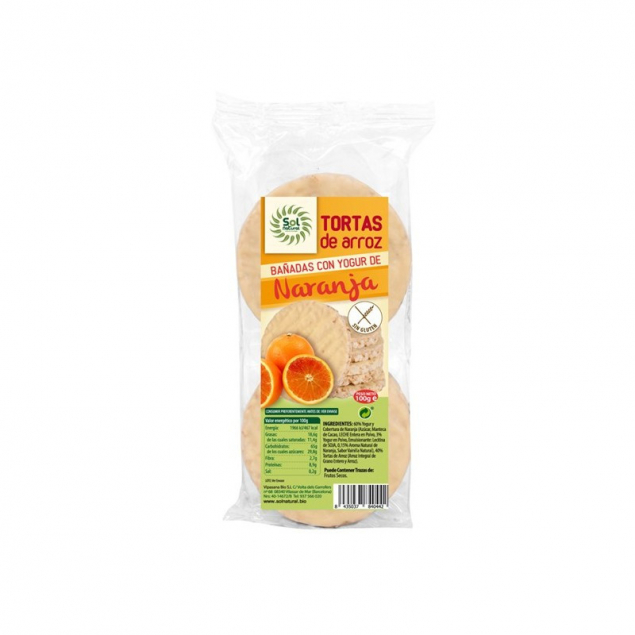 Tortitas de arroz yogur y naranja s/g bio 100g Sol Natural