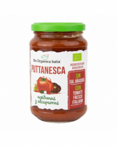 Salsa de tomate puttanesca con olivas y alcaparras Bio 325ml Organica Italia