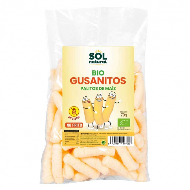Gusanitos de maiz s/gluten bio 70g Sol Natural