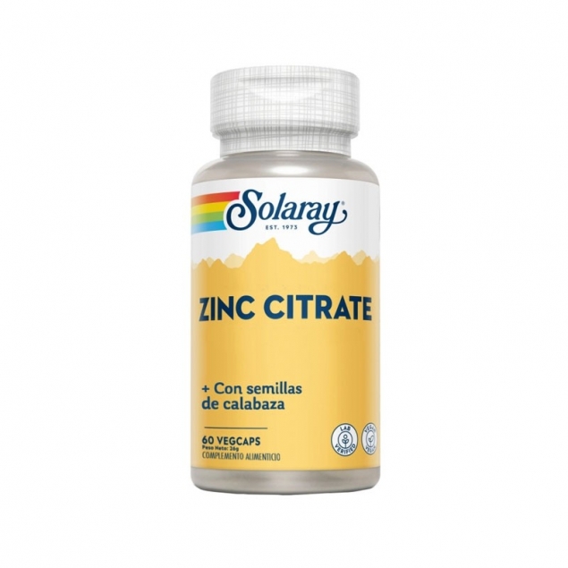 Zinc Citrate + semillas de calabaza 60vcaps Solaray