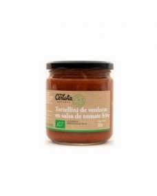 Tortellini de verdura en salsa de tomate bote vidrio Bio 425g Carlota Organic