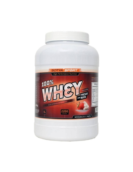 Proteina whey de suero de leche fresas con nata 2200g Sotya