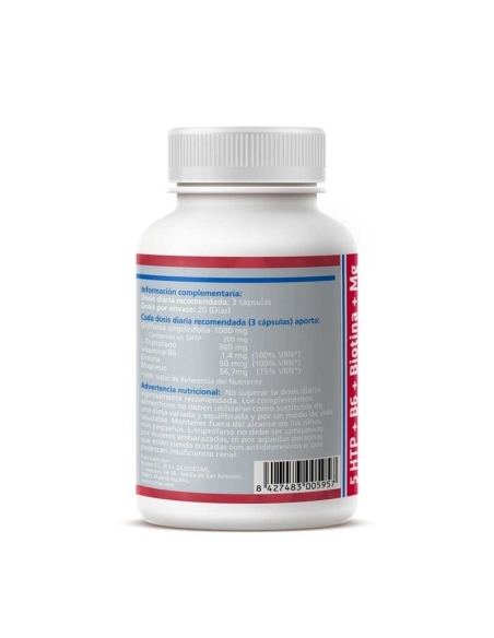 Triptofano 5HTP+B6+Biotina+Magnesio 650mg 60 capsulas Sotya