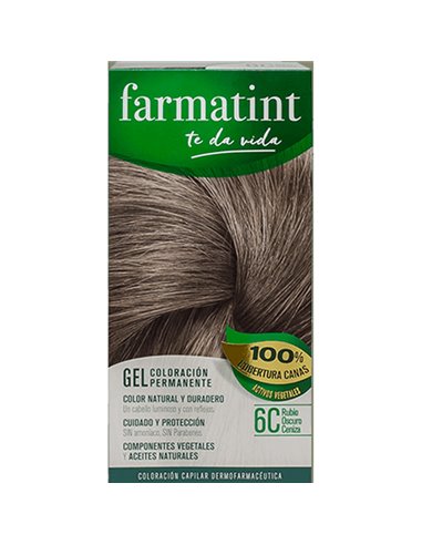 Farmatint  Gel Coloración Permanente 6C Rubio Oscuro Ceniza 135 mililitros